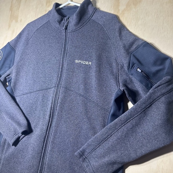 SPYDER Men's Empire Full Zip Fleece Jacket Lined Pockets Gray XL - Picture 2 of 11